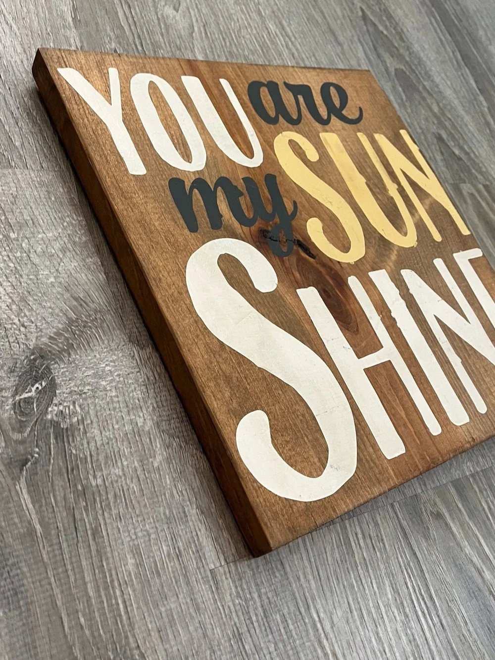 2 Yellow White Brown Wood Positive Vibes & You Are My Sunshine Wall Decor